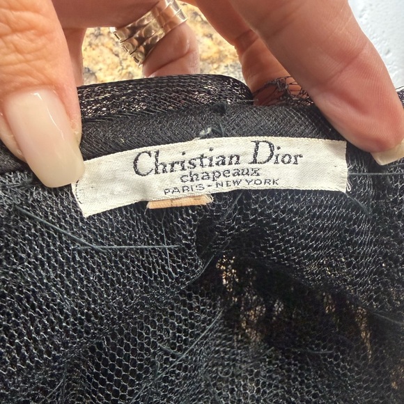 Vintage Christian Dior Chapeaux Black Net Cocktail Hat Paris New York Designer main image 7
